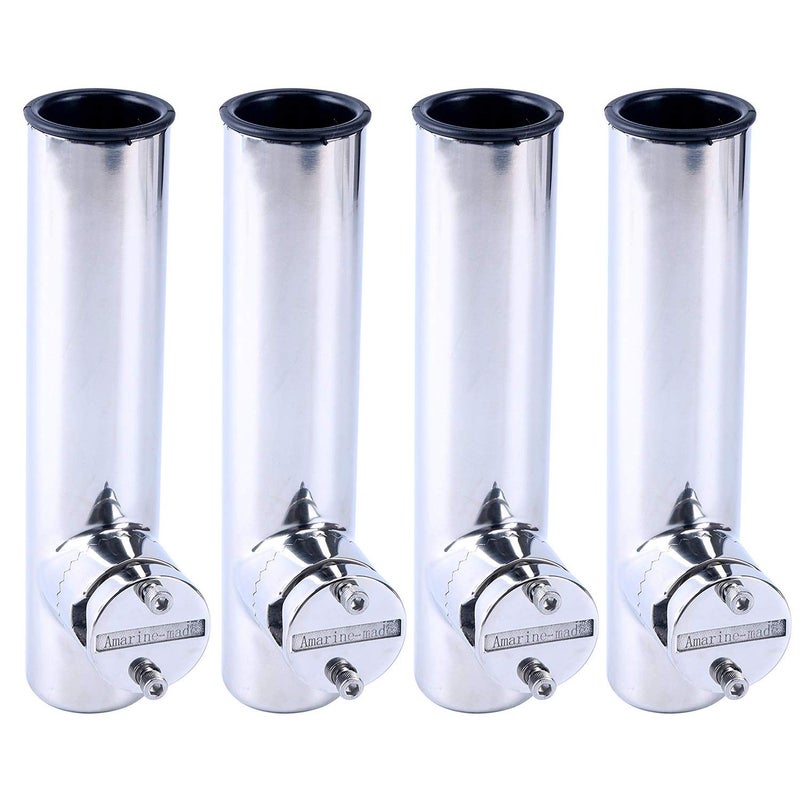 Amarine Made 4Pcs Lower Clamp Fishing Pole Rod Holder for Boat, Stainless Clamp on Fishing Rod Holder for Rails 7/8" to 1" - Image 1